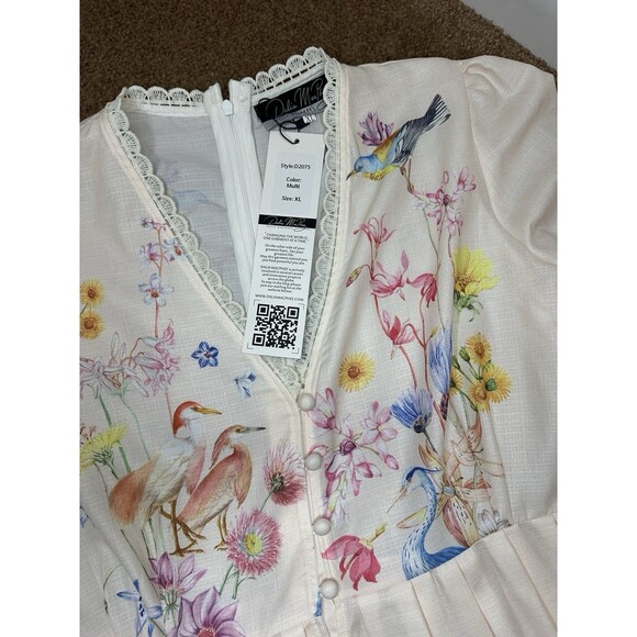 Dalia MacPhee Women's Pink Floral Button-Down Belted Dress Size XL NWT - Picture 4 of 16